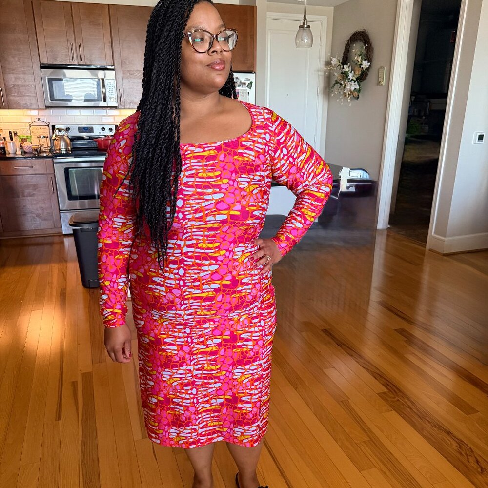 Fushia, Orange and White Bodycon Dress Size 1X